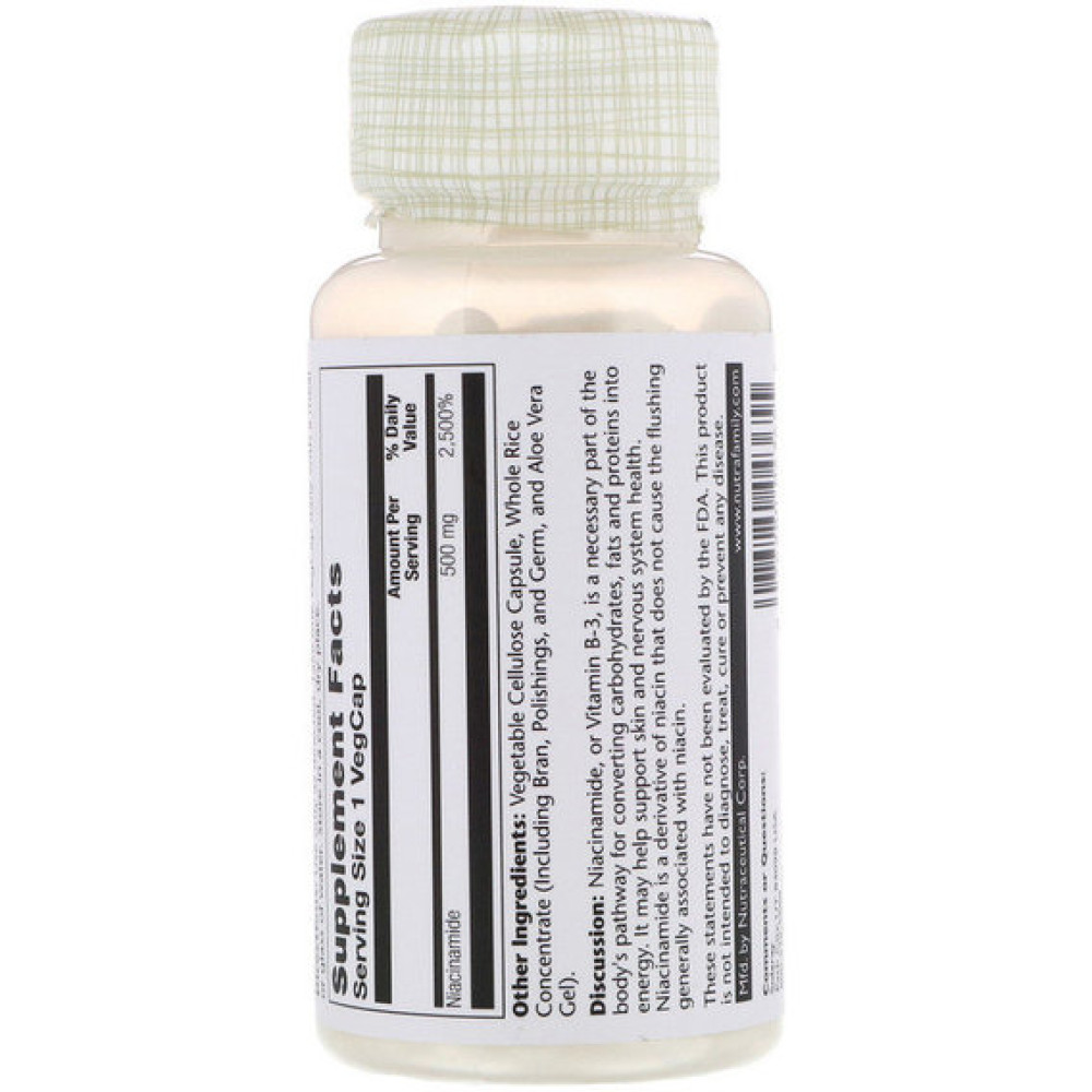 Ніацін Solaray Niacinamide 500 mg 100 Veg Caps SOR04365