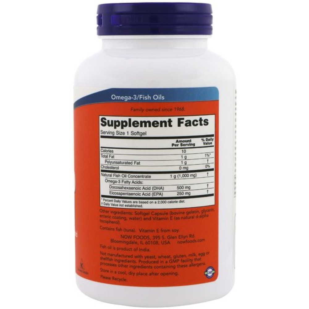 Омега 3 NOW Foods DHA-500/EPA-250 90 Softgels