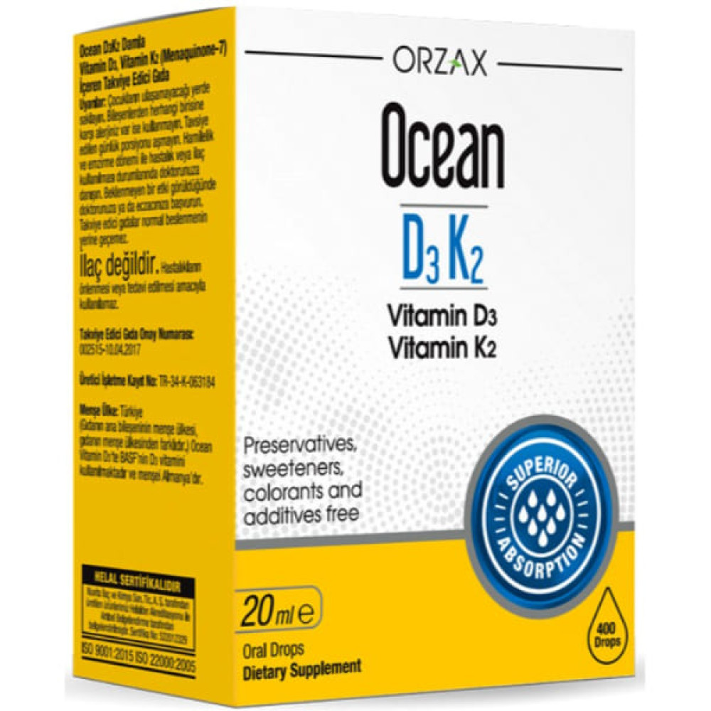 Мультивітаміни Orzax Ocean D3K2 20 ml /400 servings/