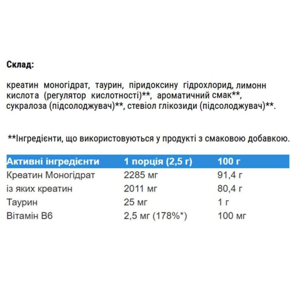 Креатин моногідрат IronFlex Creatine Monohydrate 500 g /200 servings/ Strawberry Pineapple