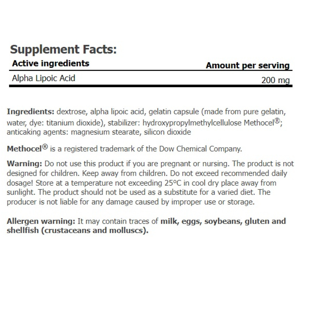 Альфа-ліпоєва кислота для спорту Amix Nutrition ALA 200 mg 60 Caps