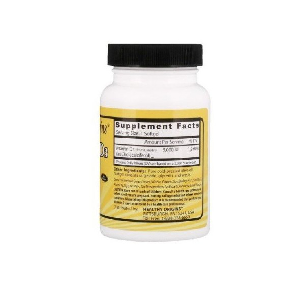Вітамін D Healthy Origins Vitamin D3, 5000 IU 360 Softgels