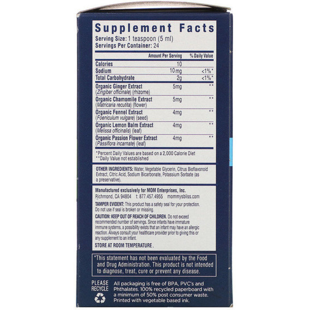 Трав'яні ферменти Mommy's Bliss Night Time, Gripe Water, 1 Month+, 4 fl oz 120 ml BAB05410
