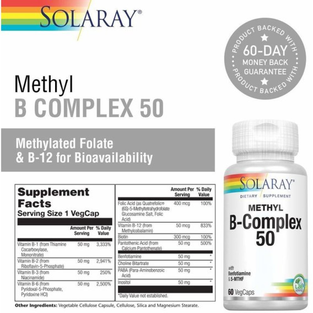 В комплекс Solaray Methyl B-Complex 50 60 Veg Caps