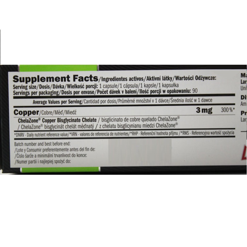 Мікроелемент Мідь Amix Nutrition ChelaZone CopperChel Copper Bisglycinate Chelate 90 Veg Caps