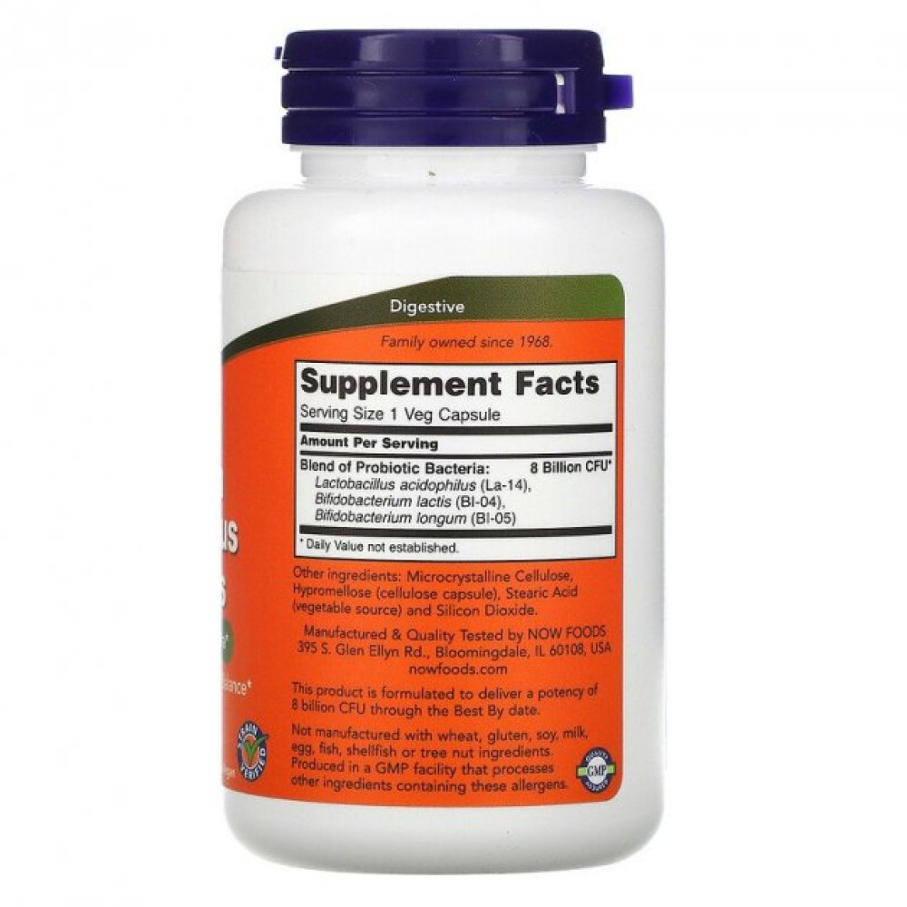Пробіотик NOW Foods Acidophilus & Bifidus 8 billion 60 Veg Caps