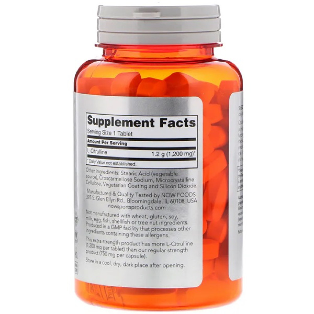 Цитрулін NOW Foods L-Citrulline 1200 mg 120 Tabs