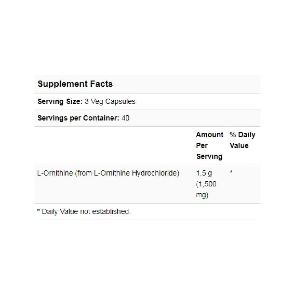 Орнітін NOW Foods L-Ornithine 500 mg 120 Veg Caps NF0122
