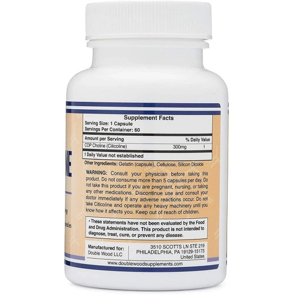 Комплекс для профілактики роботи головного мозку Double Wood CDP Choline 300 mg (Citicoline) 60 Caps