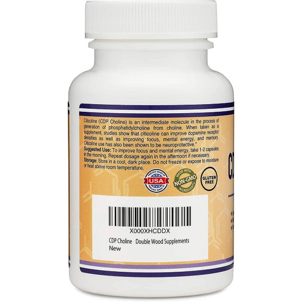 Комплекс для профілактики роботи головного мозку Double Wood CDP Choline 300 mg (Citicoline) 60 Caps
