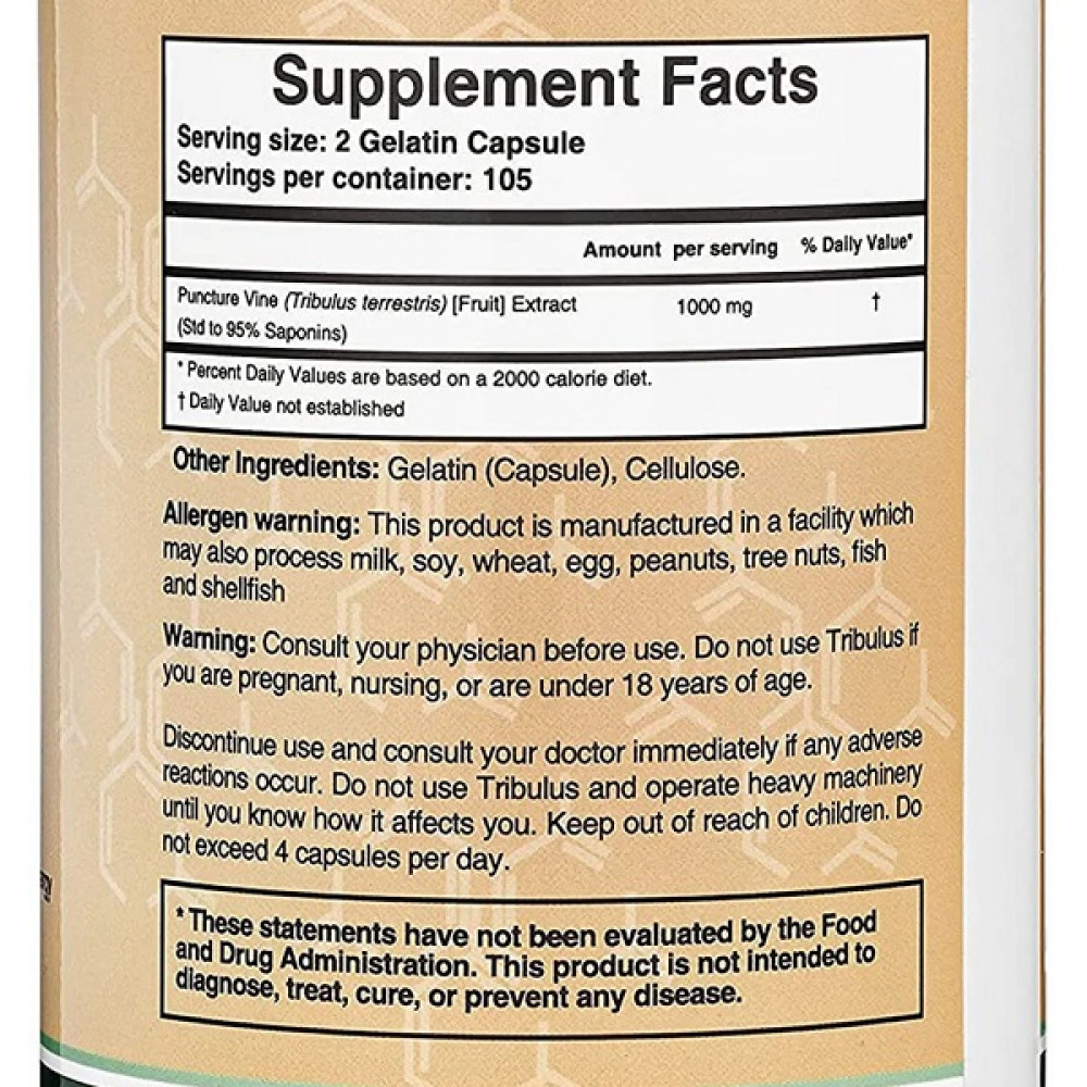 Трибулус Double Wood Tribulus Terrestris 1000 mg (95% Saponins) 210 Caps