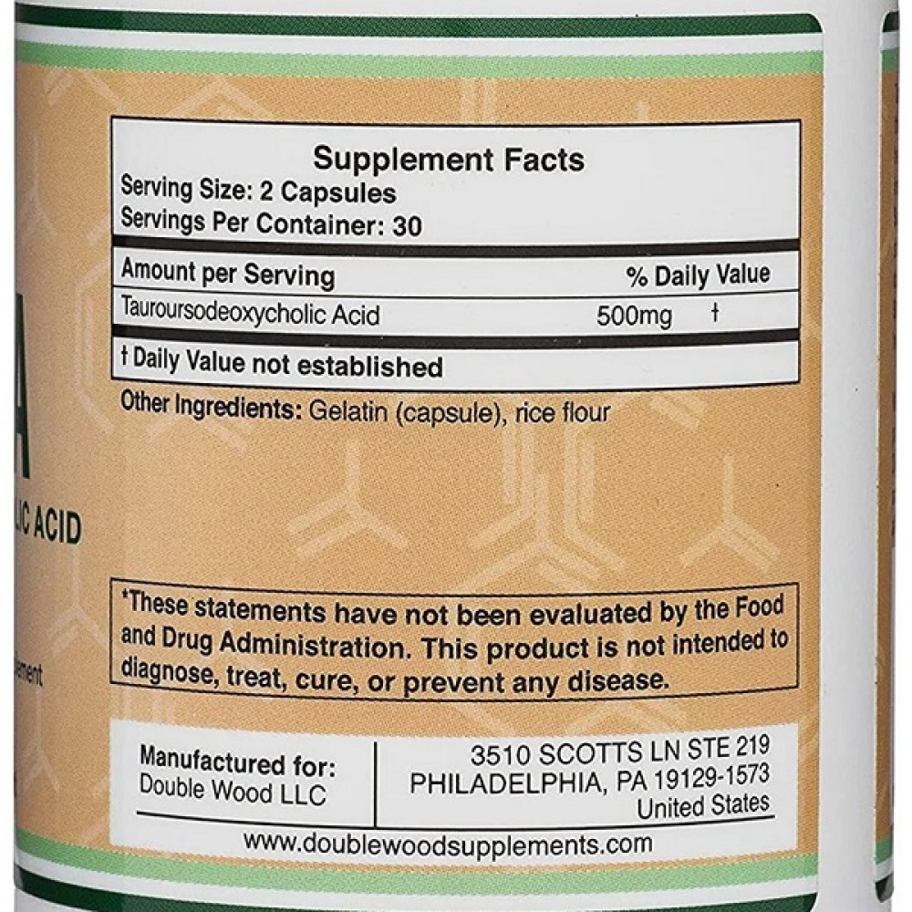 Комплекс для профілактики печінки Double Wood TUDCA Tauroursodeoxycholic Acid 250 mg 60 Caps
