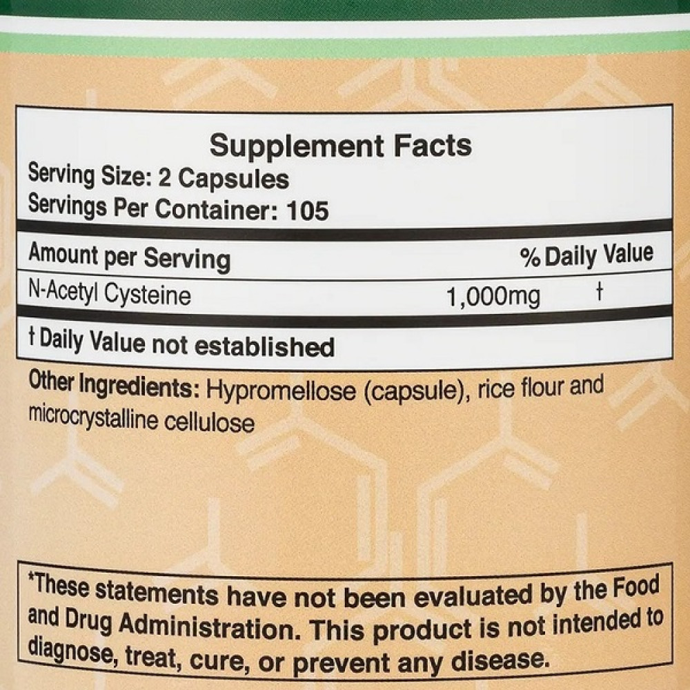 Ацетилцистеїн Double Wood N-Acetyl Cysteine (NAC) 1000 mg 210 Caps