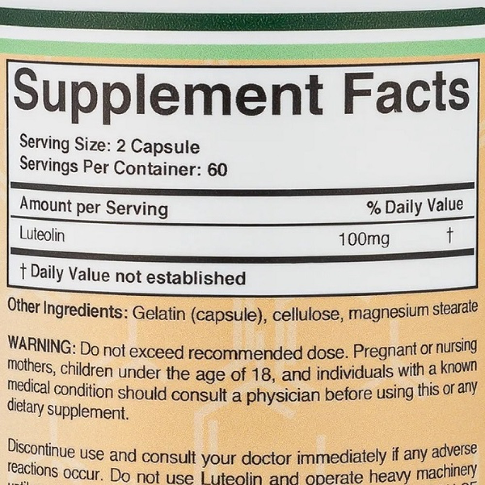 Натуральна добавка для імунітету Double Wood Luteolin 100 mg (2 caps per serving) 120 Caps