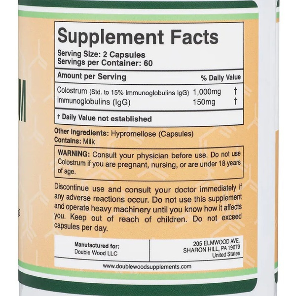 Колострум Double Wood Colostrum 500 mg 120 Caps