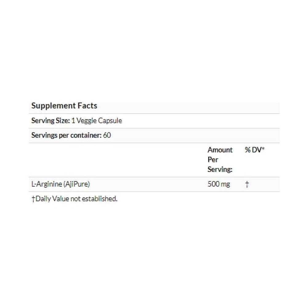 Аргінін California Gold Nutrition L-Arginine, AjiPure 500 mg 60 Veg Caps
