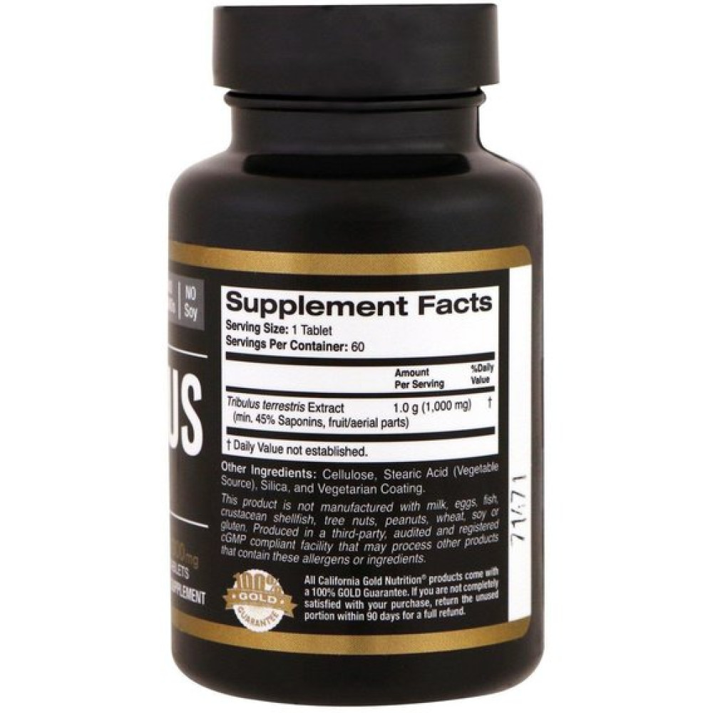 Тестостероновий комплекс California Gold Nutrition Tribulus, Standardized Extract 1000 mg 60 Tabs