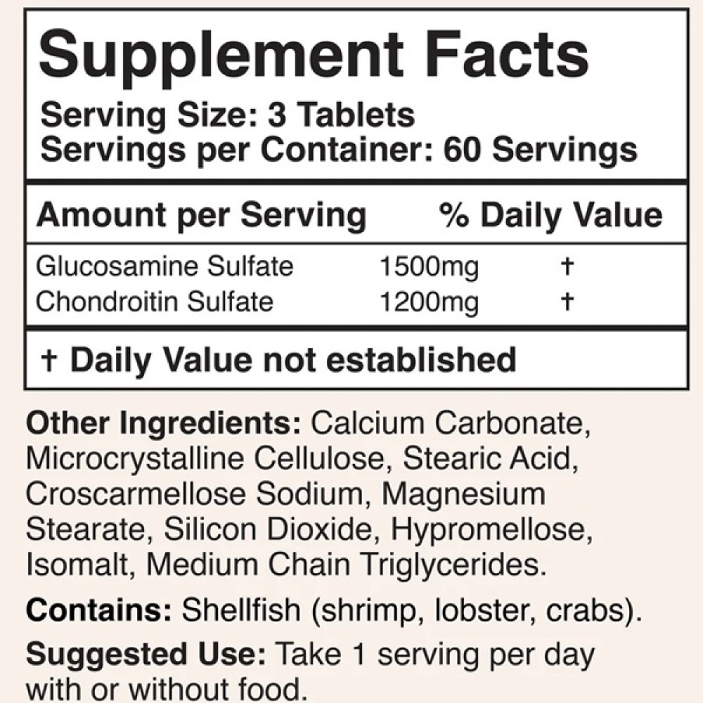 Препарат для суглобів та зв'зок Double Wood Glucosamine Chondroitin 1500 mg & 1200 mg (per serving) 180 Tabs