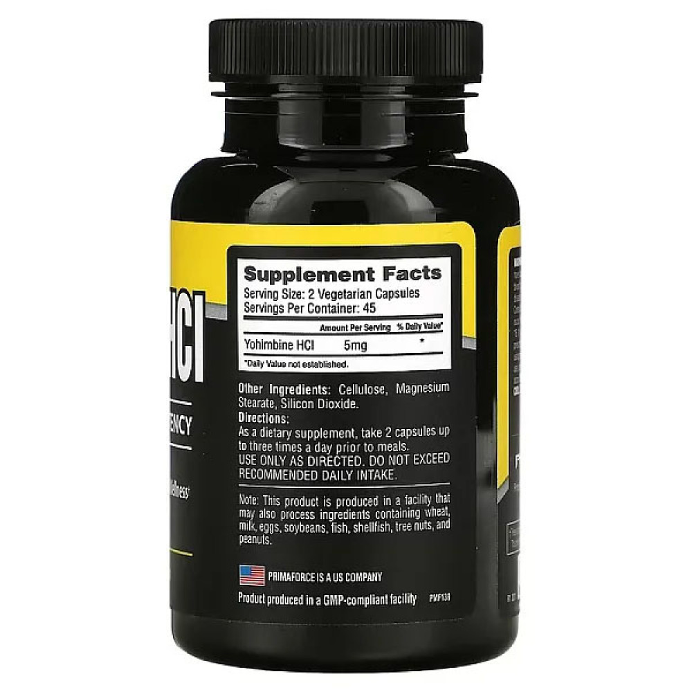 Йохімбе Primaforce Yohimbine HCL 2,5 mg 90 Caps