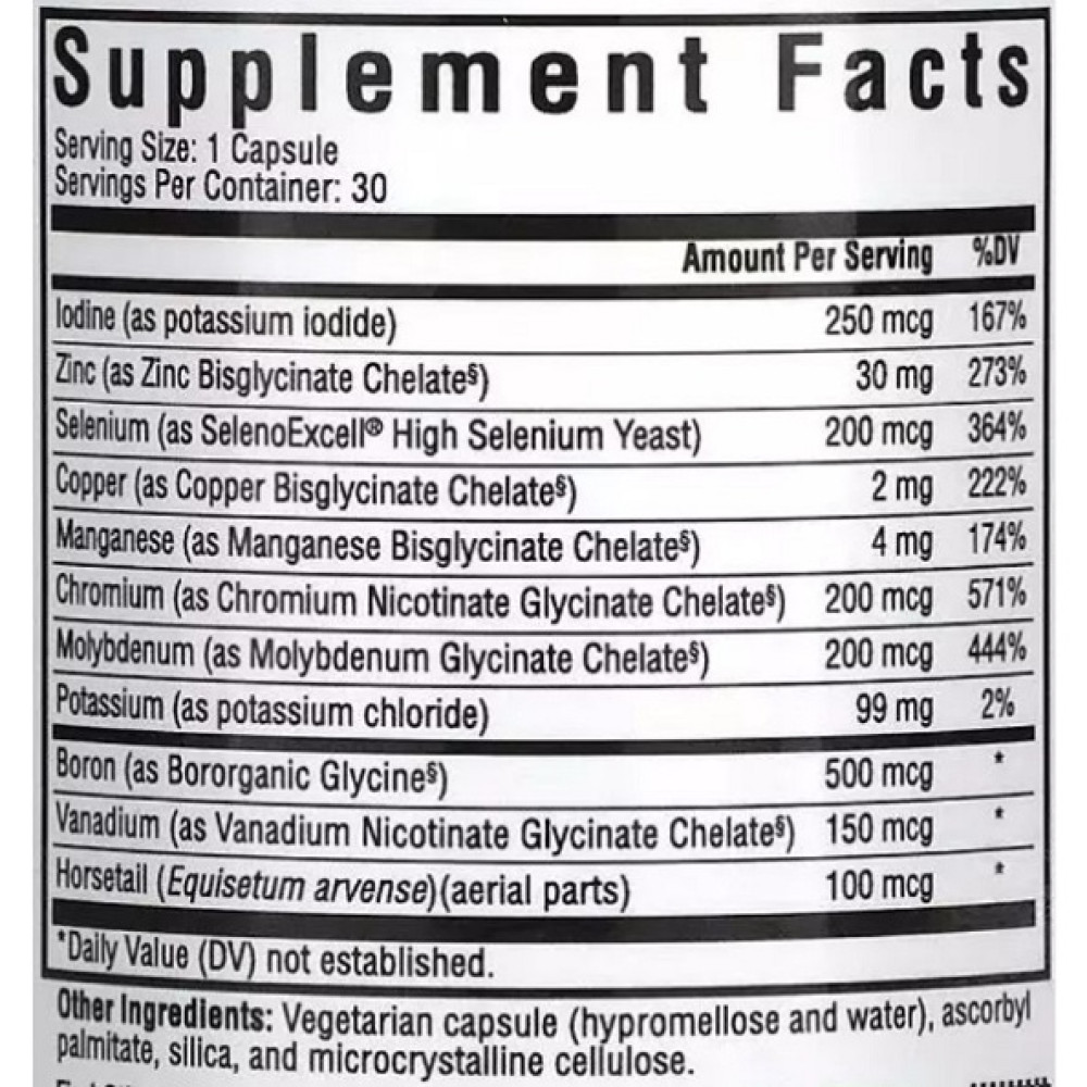 Мультимінеральний комплекс Seeking Health Trace Minerals Complex, Iron Free 30 Veg Caps