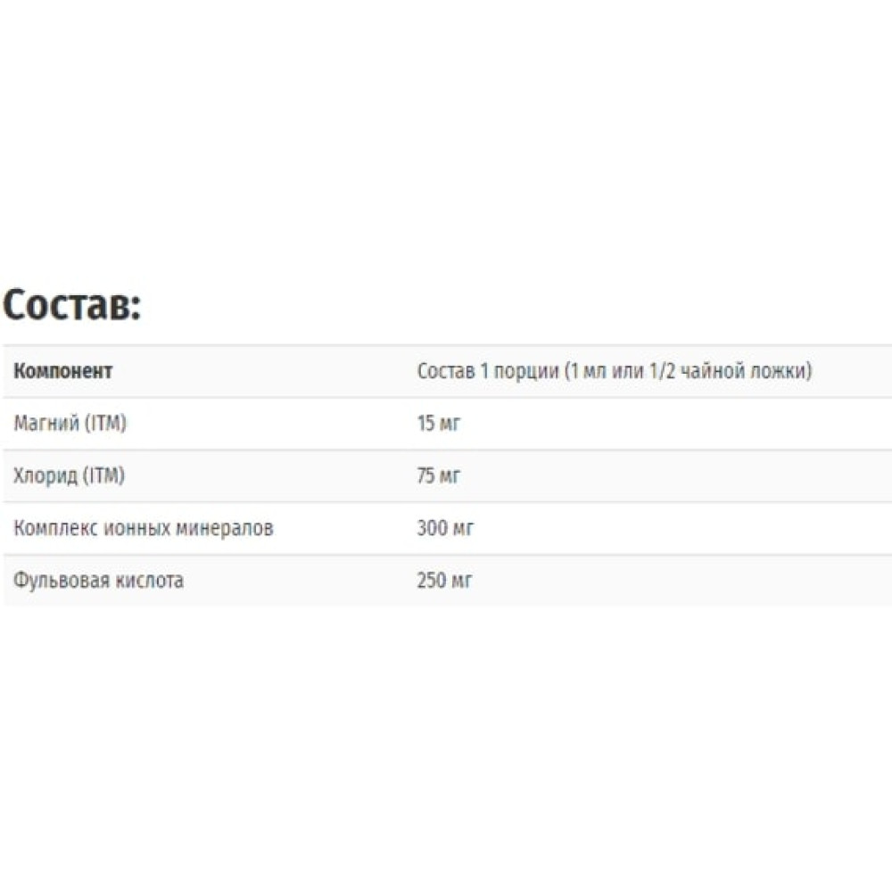Мультимінеральний комплекс Trace Minerals Ionic Fulvic Acid - 250 mg 2 oz 59 ml TMR-00311