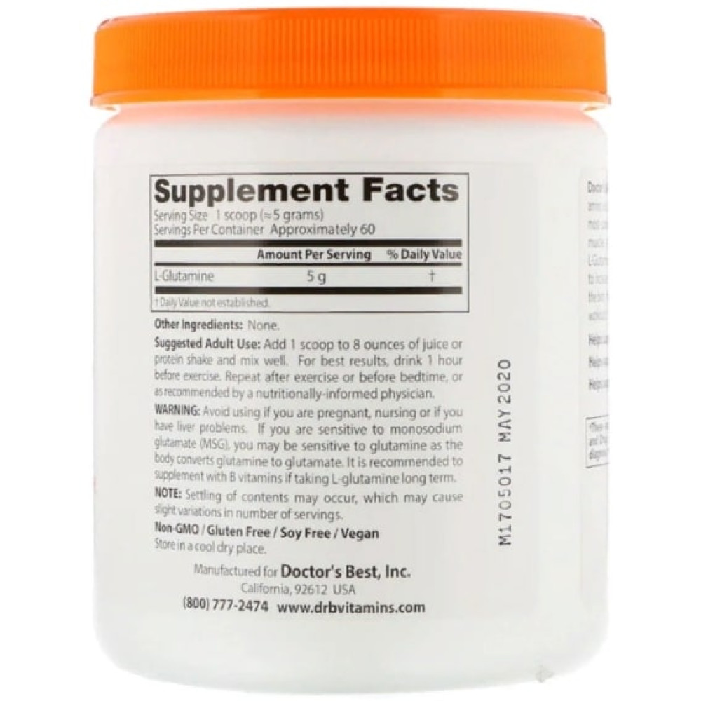 Глютамін Doctor's Best Pure L-Glutamine Powder, 10.6 oz 300 g /60 servings/ DRB-00491