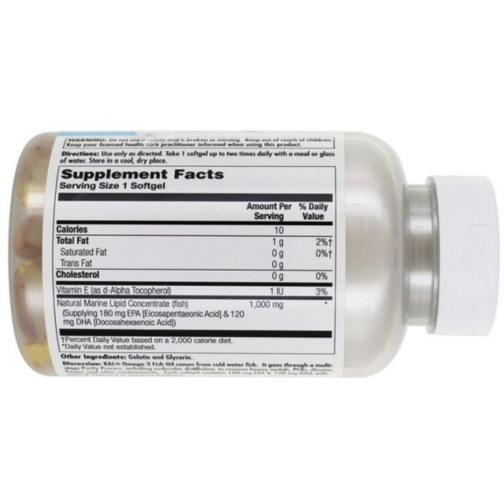 Омега 3 KAL Omega 3 Fish 180/120, 1000mg 60 Softgels CAL-84006
