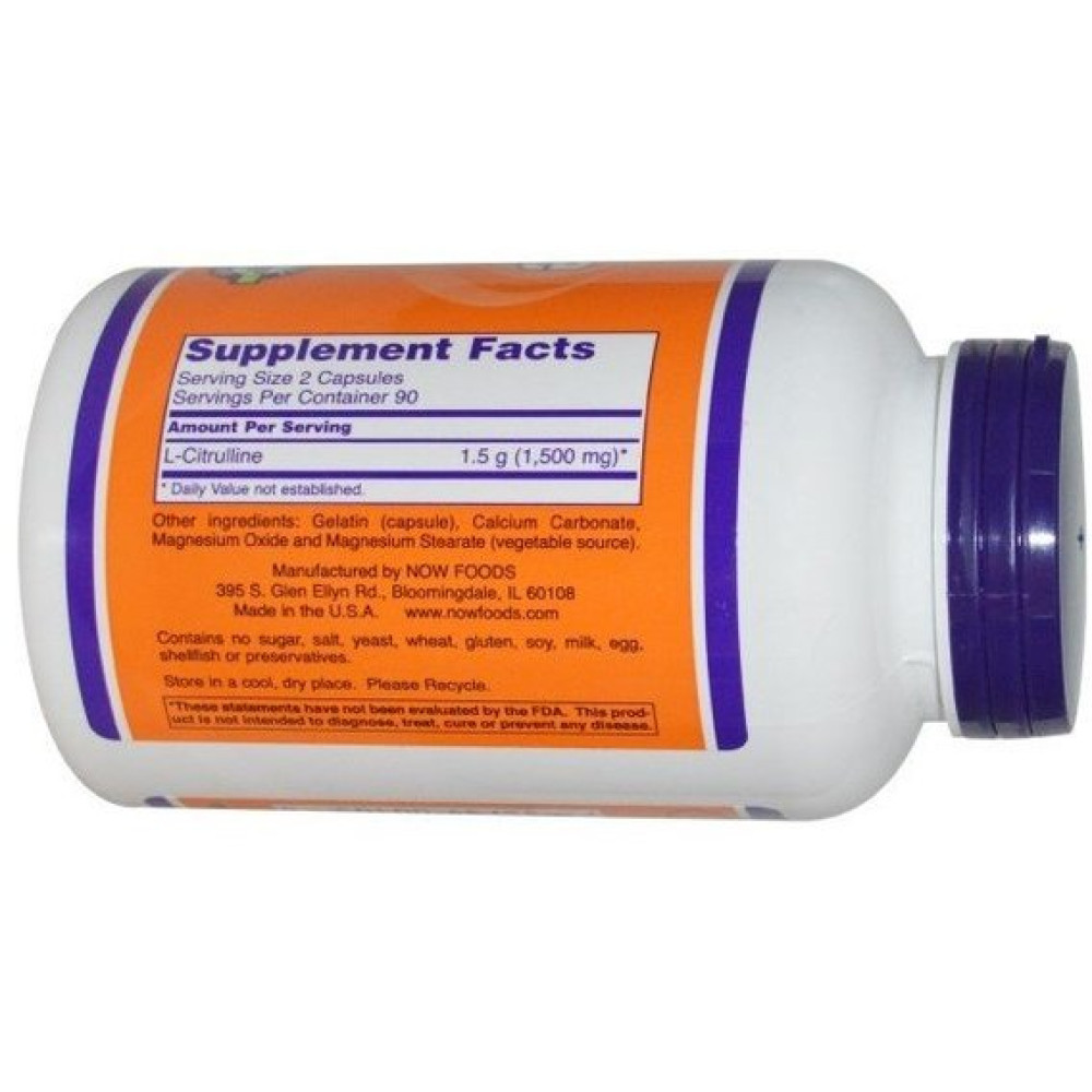 Цитрулін NOW Foods CITRULLINE 750 mg 90 Veg Caps