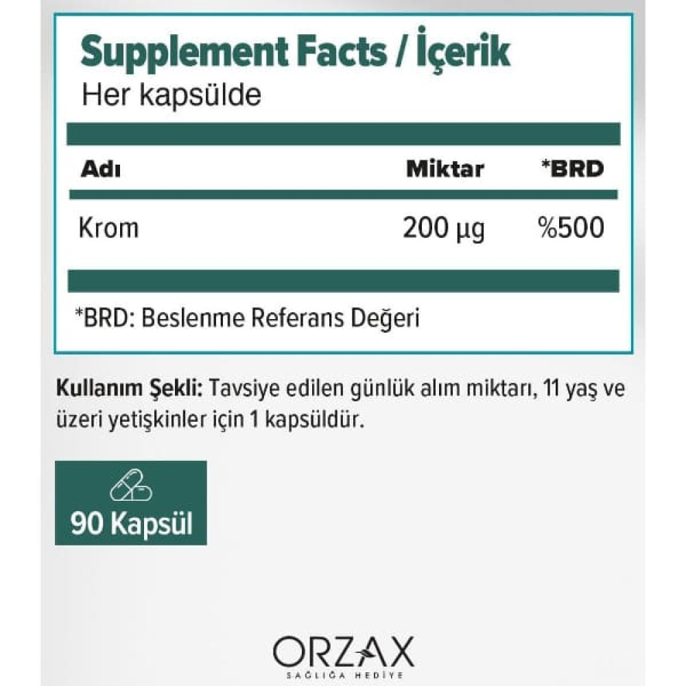 Мікроелемент Хром Orzax Ocean Chromium Picolinate 200 mcg 90 Veg Caps