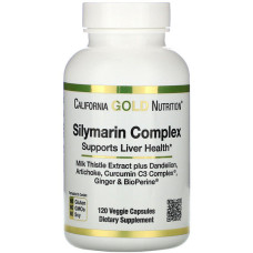 Суміш екстрактів California Gold Nutrition Silymarin Complex, Supports Liver Health 300 mg 120 Veg Caps CGN0
