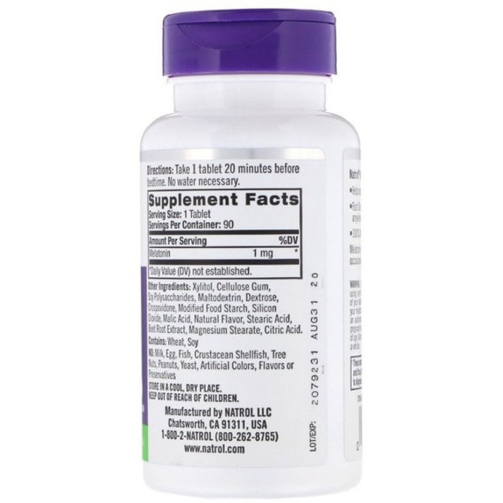 Мелатонін для сну Natrol Melatonin Fast Dissolve 1 mg 90 Tabs Strawberry NTL-06324