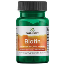 Біотин Swanson Biotin Timed Release 10000 mcg 60 Tabs