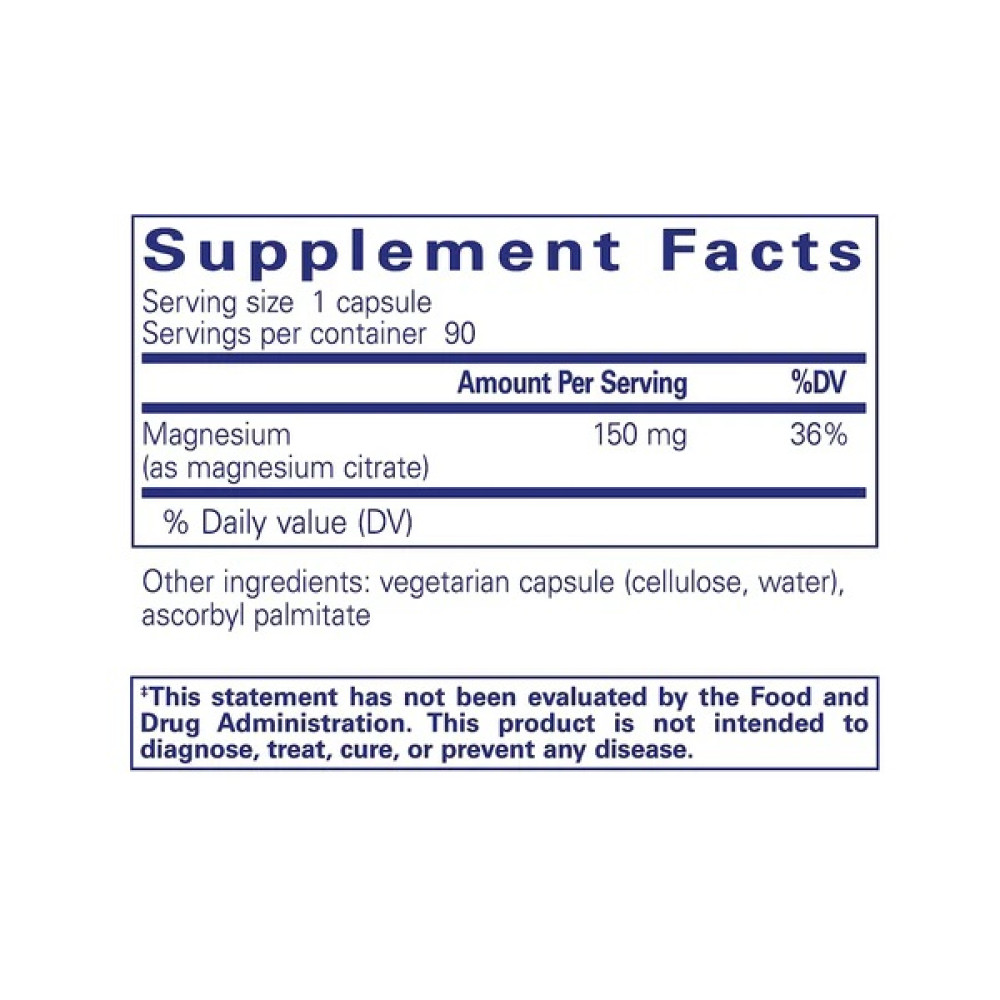 Мікроелемент Магній Pure Encapsulations Magnesium (Citrate) 150 mg 90 Caps PE-00172
