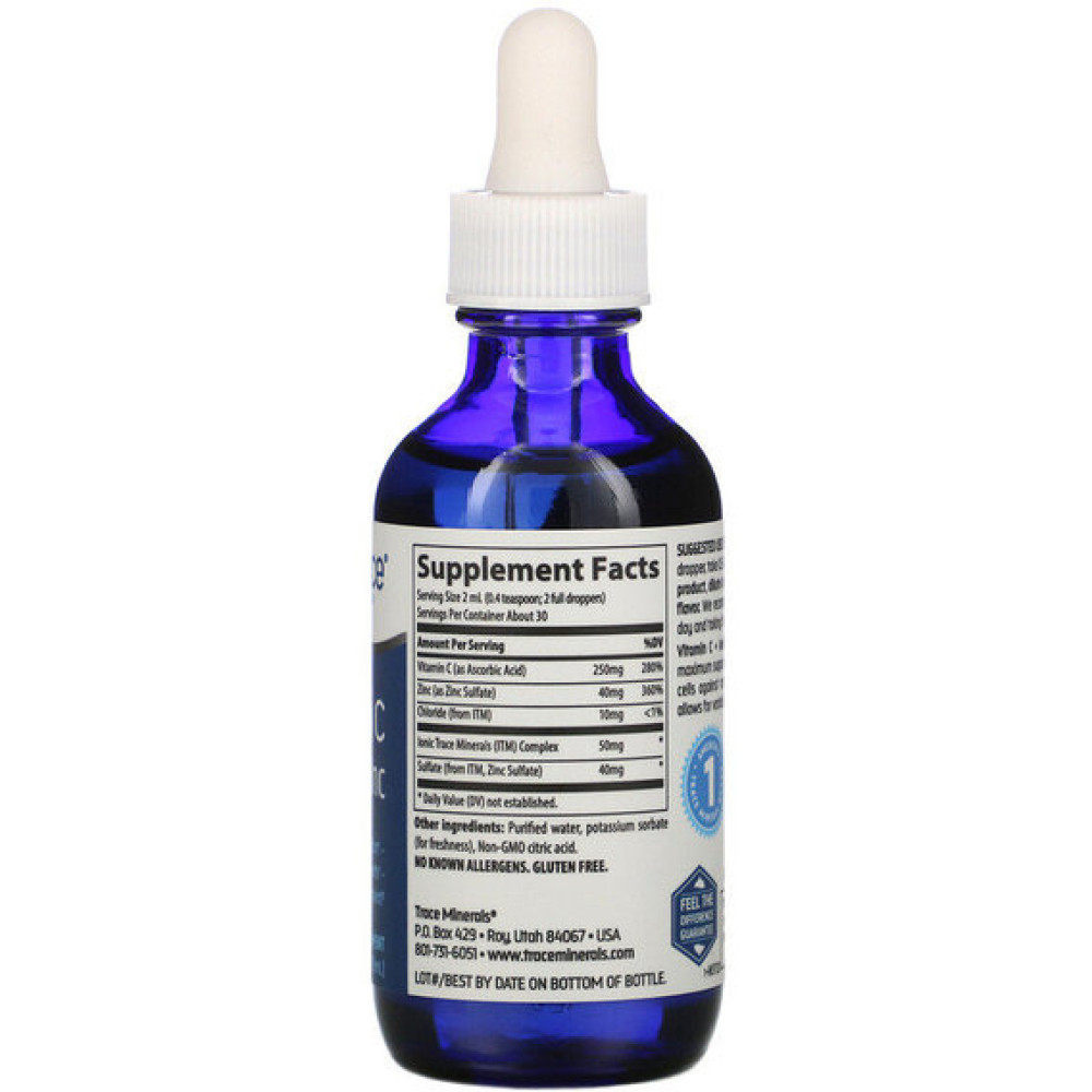 Вітамін C Trace Minerals Vitamin C + Ionic Zinc, 2 fl oz 59 ml TMR-00568