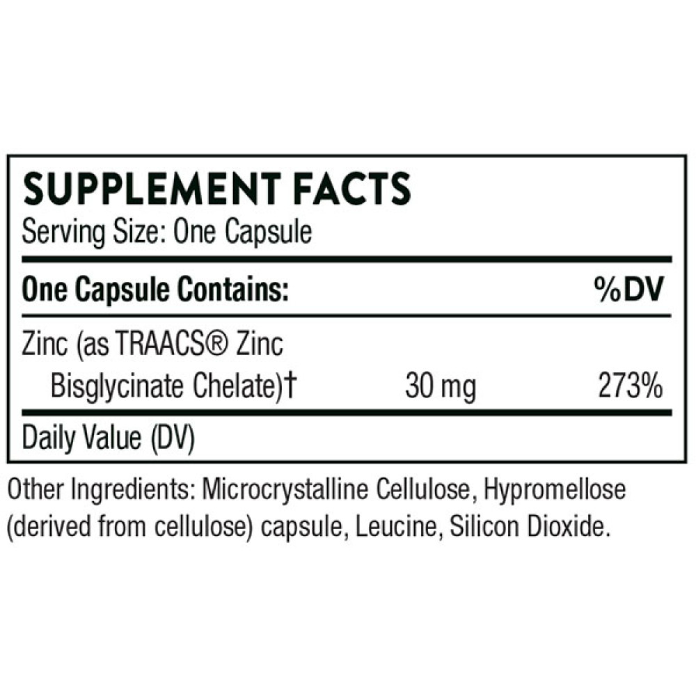 Мікроелемент Цинк Thorne Research Zinc Bisglycinate 30 mg 60 Caps